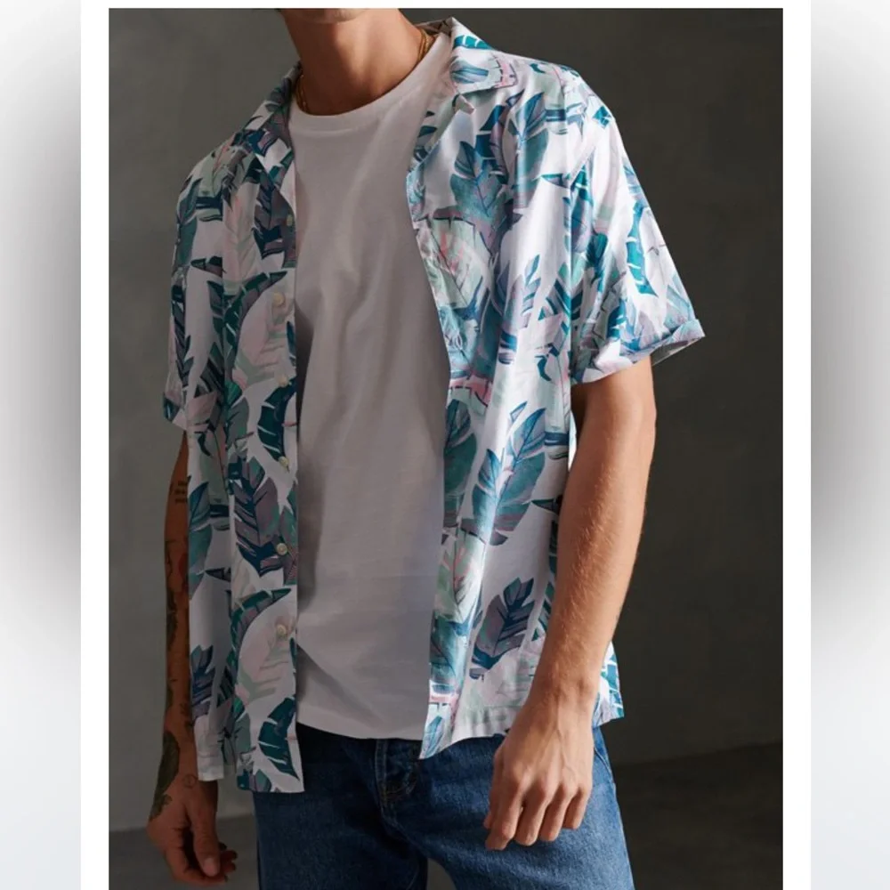 Superdry palm leaves button down shirt